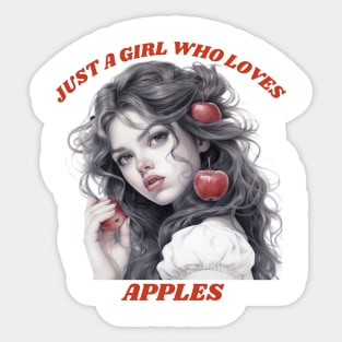 Just A Girl Who Loves Apples Apple Fruit Lover Funny Sticker